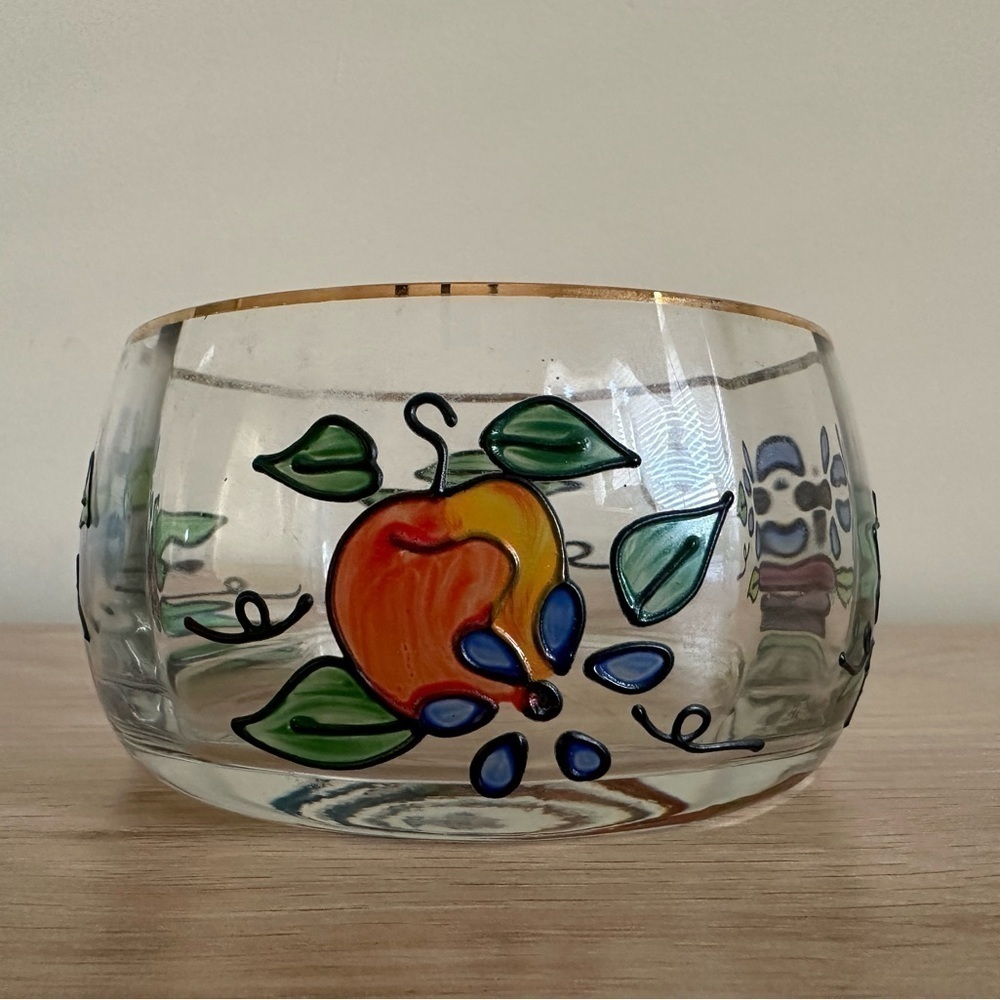 Vintage Romanian Crystal Bowl - Hand Crafted Crystal Made in Romania Gold Trim